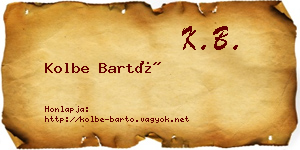 Kolbe Bartó névjegykártya